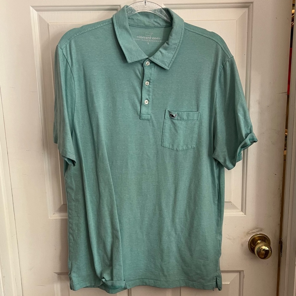 Vineyard Vines Performance Shirt Mens Large Green Short Sleeve Polo whale